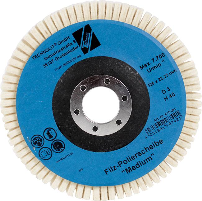 Filz-Polierscheibe „Medium“, 125 mm