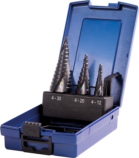 Universal-Stufenbohrer-Kassette TiAlN, 3-tlg.
