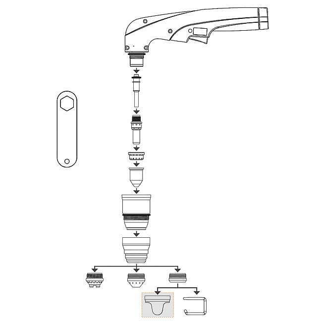 Abstandshalter mit 2 Spitzen, 65 – 85 A