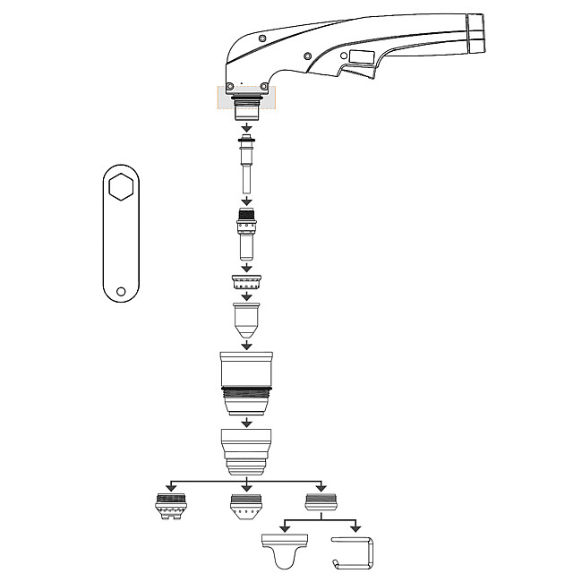 Plasmabrennerkopf f&#252;r Handbrenner, f&#252;r TECNOMEC Plasma IRIN 85/125