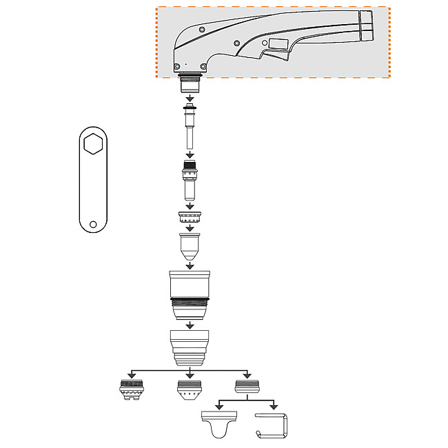 Plasma-Handgriff mit Brennertaster