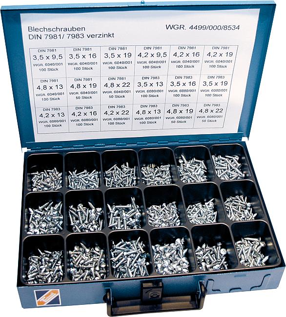 Linsen-/Linsensenk-Blechschrauben, 1.600-tlg.