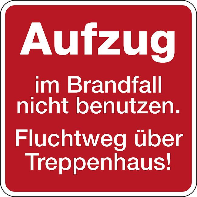 Aufzug im Brandfall nicht benutzen, FO, 100 x 100 mm