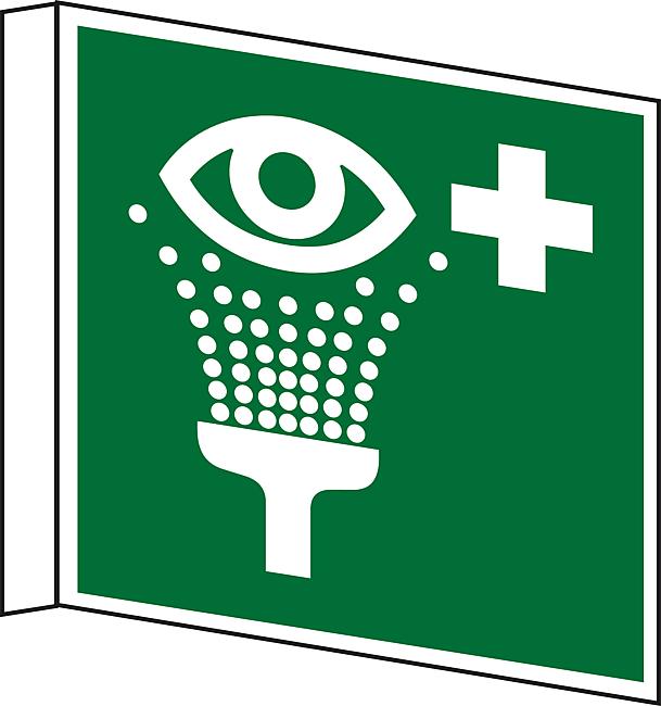Augensp&#252;leinrichtung Fahnenschild, KU - LNL, 200 x 200 mm
