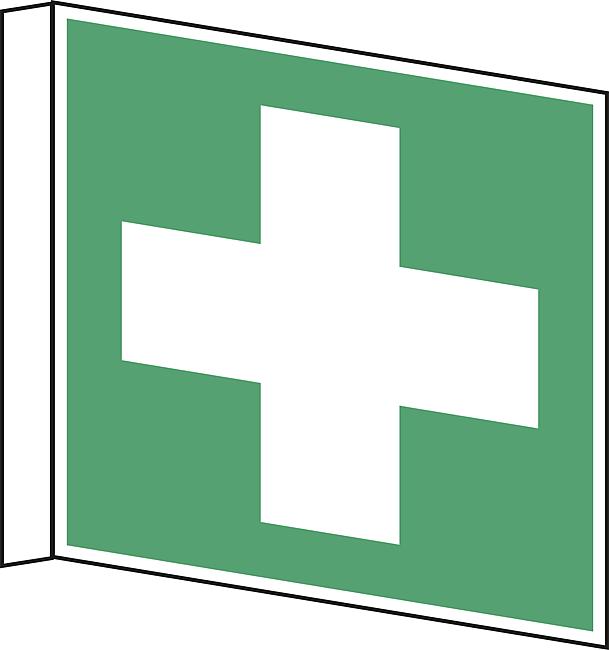 Erste Hilfe Fahnenschild, KU, 200 x 200 mm