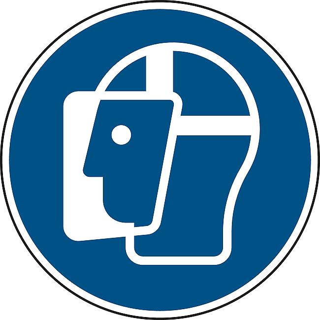 Gesichtsschutz benutzen, FO, 100 mm