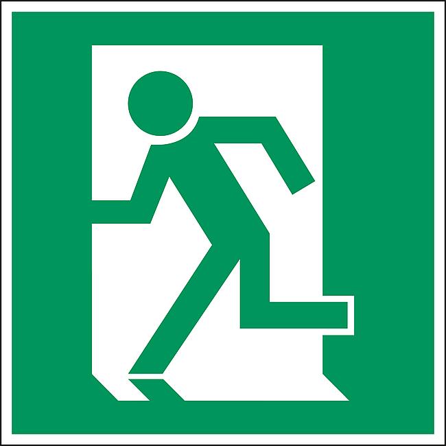 Notausgang links, KU - LNL, 150 x 150 mm