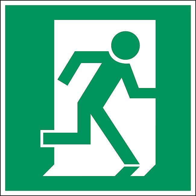 Notausgang rechts, FO - LNL, 150 x 150 mm