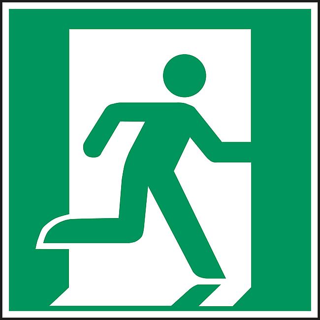 Notausgang rechts, KU - LNL, 150 x 150 mm