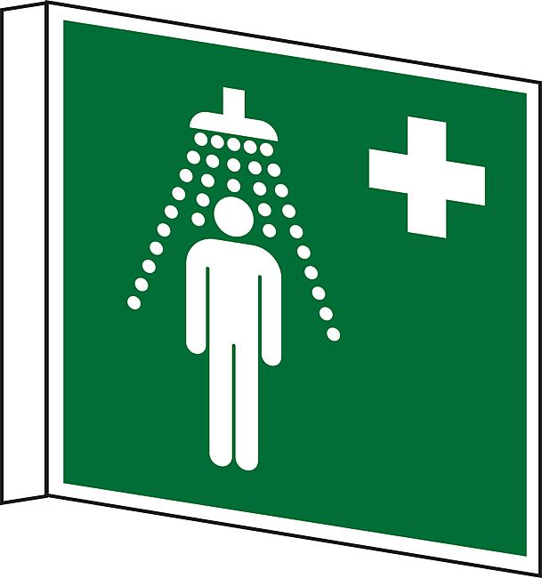 Notdusche Fahnenschild, KU, 200 x 200 mm