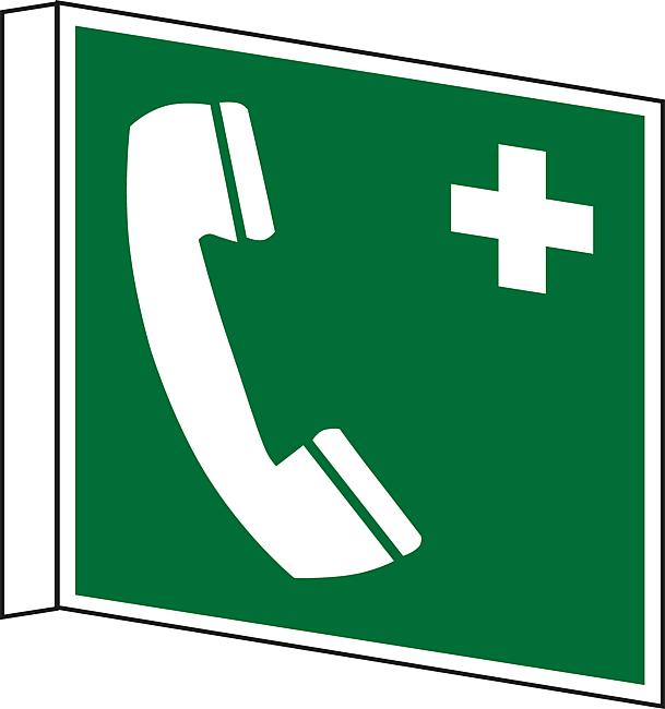 Notruftelefon Fahnenschild, KU, 200 x 200 mm