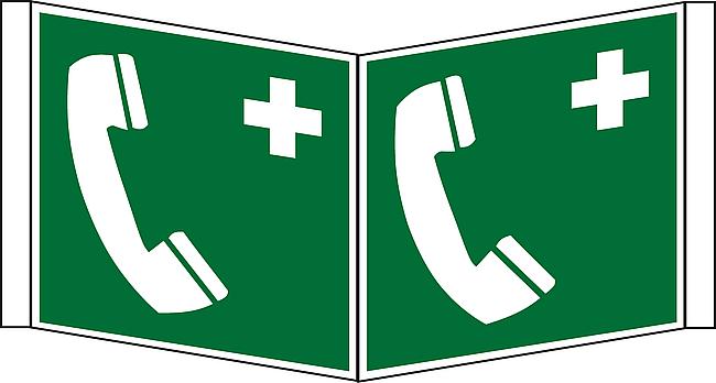Notruftelefon Winkelschild, KU-LNL, 200 x 200 mm