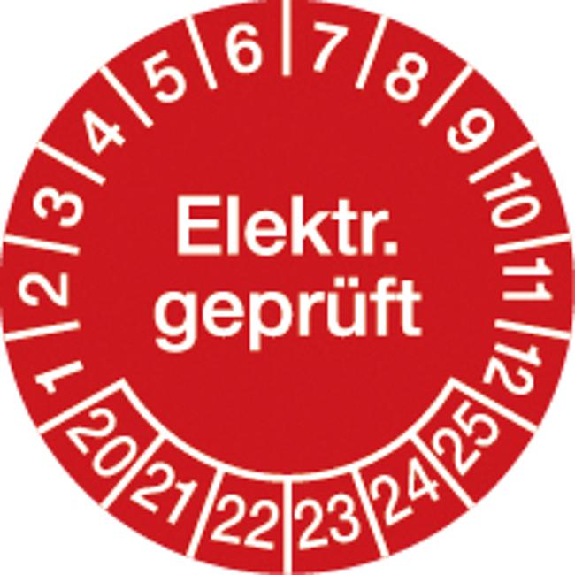 Pr&#252;fplakette, Elektrisch gepr&#252;ft, 2020, 10 Stck.