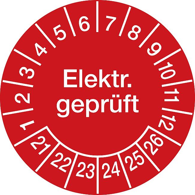 Pr&#252;fplakette, Elektrisch gepr&#252;ft, 2021, 10 Stck.