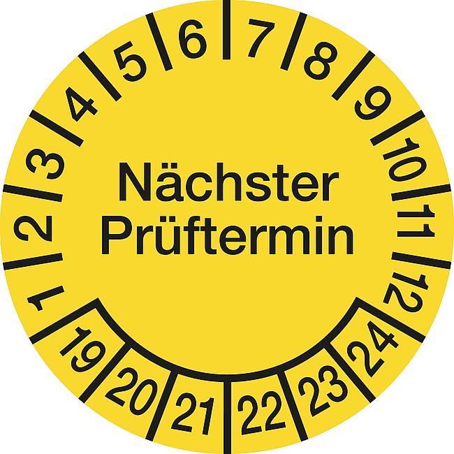 Pr&#252;fplakette, N&#228;chster Pr&#252;ftermin, 2019, &#248; 15 mm, 10 Stck.