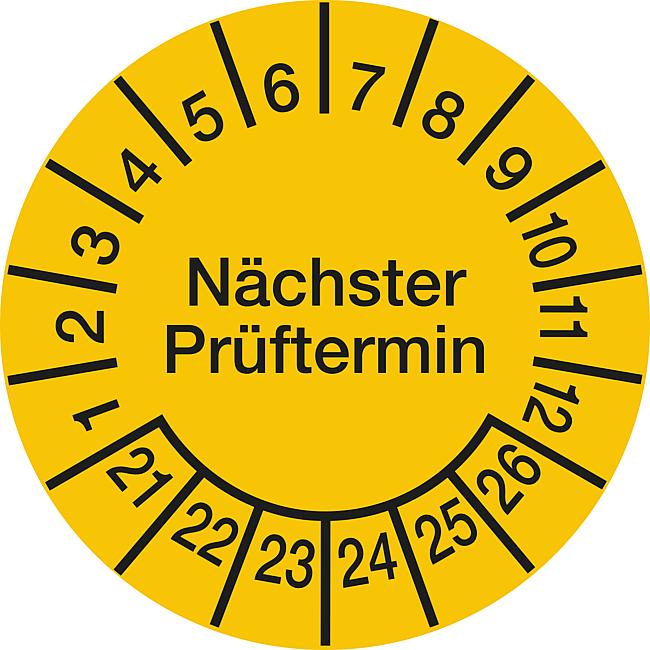 Pr&#252;fplakette, N&#228;chster Pr&#252;ftermin, 2021, &#248; 15 mm, 10 Stck.