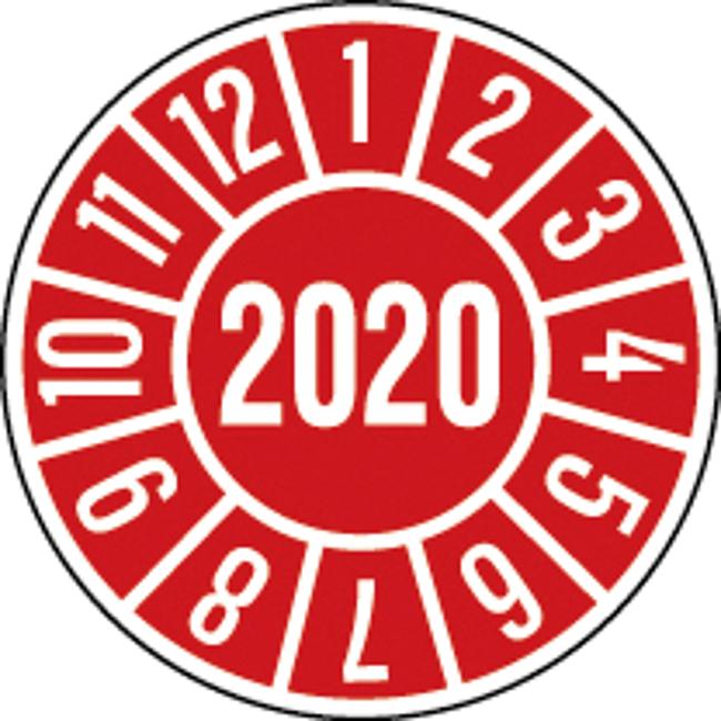 Pr&#252;fplakette, rund, 2020, &#248; 35 mm, 8 Stck.