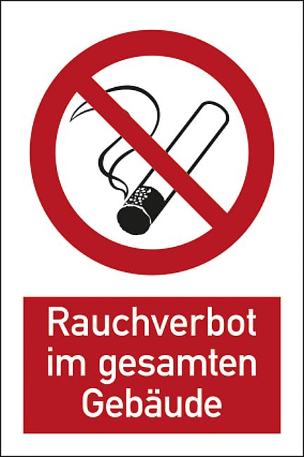 Rauchverbot im gesamten Geb&#228;ude, 300 x 200 mm, FO