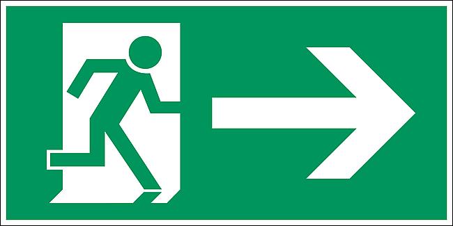 Rettungsweg rechts, FO - LNL, 150 x 300 mm