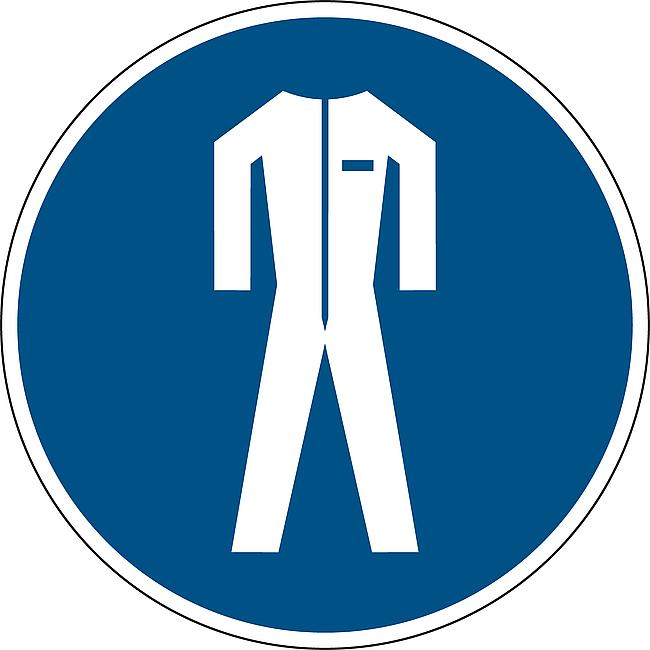 Schutzkleidung benutzen, FO, 100 mm