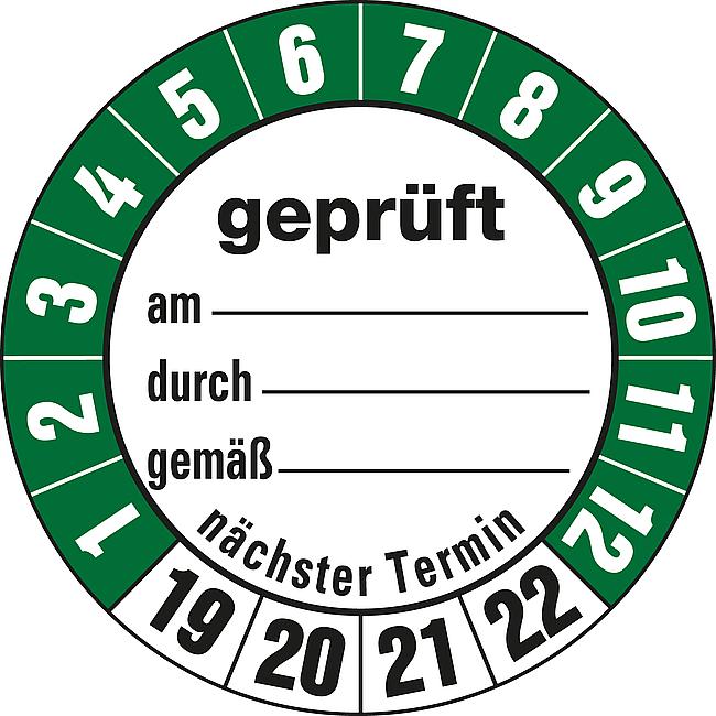 &#220;berwachungsplakette, 2019, 8 Stck.