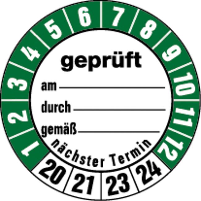&#220;berwachungsplakette, 2020, 10 Stck.