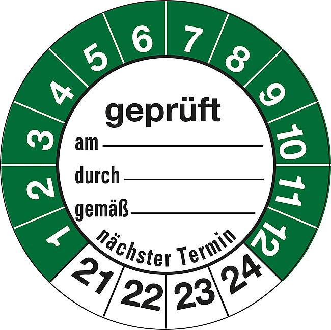 &#220;berwachungsplakette, 2021, 10 Stck.
