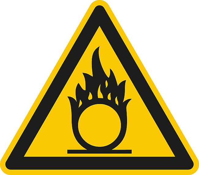 Warnung vor brandf&#246;rdernden Stoffen, FO, 100 mm
