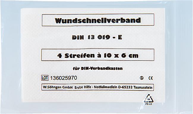 Wundschnellverband, 4 Abschnitte