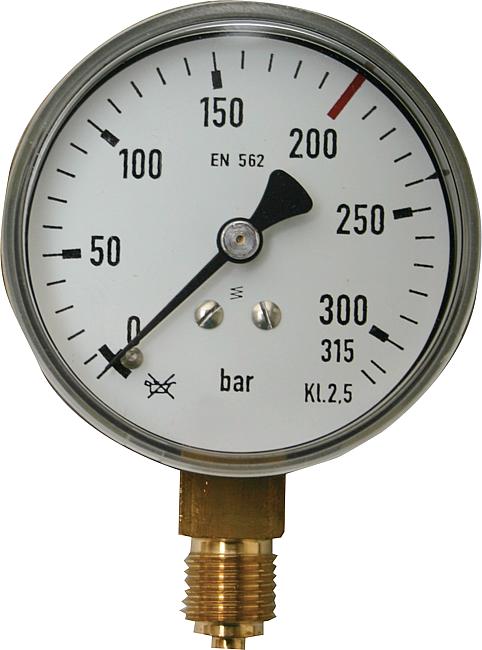 Einzelmanometer, Neutraler Flascheninhalt, 0 – 200/315 bar