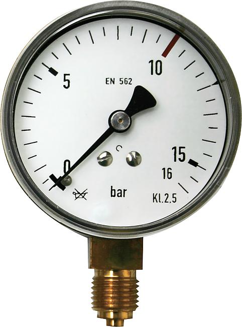 Einzelmanometer, Sauerstoff/Arbeitsdruck, 0 – 10/16 bar