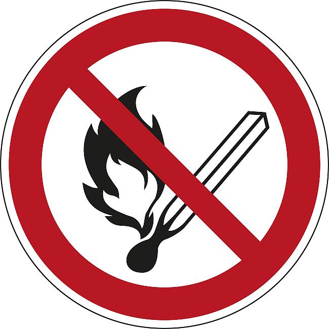 Feuer, offenes Licht und Rauchen verboten, AL, 200 mm