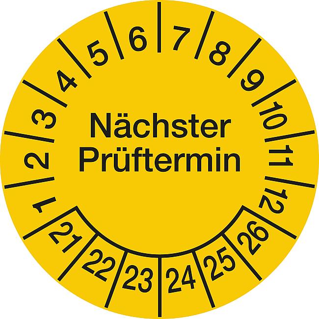 Pr&#252;fplakette „N&#228;chster Pr&#252;ftermin“, 2021, &#248; 30 mm, 10 Stck.