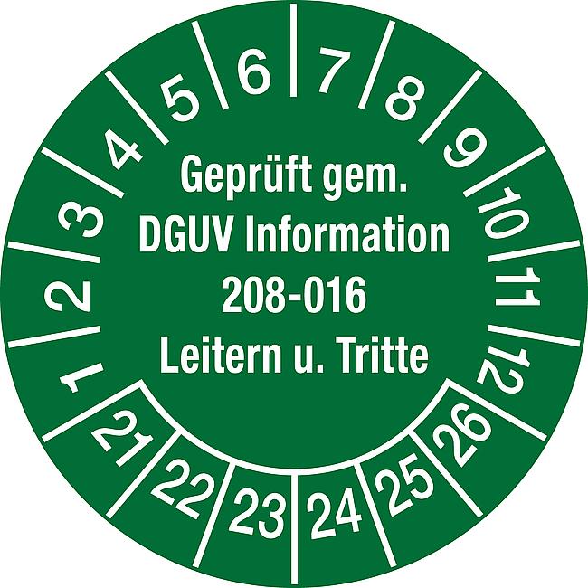 Pr&#252;fplakette, DGUV Informationen 208-016 Leitern und Tritte, 2021, 10 Stck.