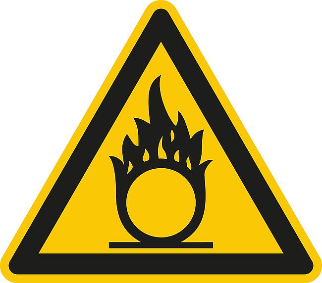 Warnung vor brandf&#246;rdernden Stoffen, FO, 200 mm