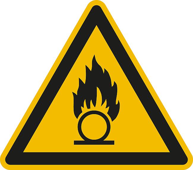 Warnung vor brandf&#246;rdernden Stoffen, FO, 200 mm