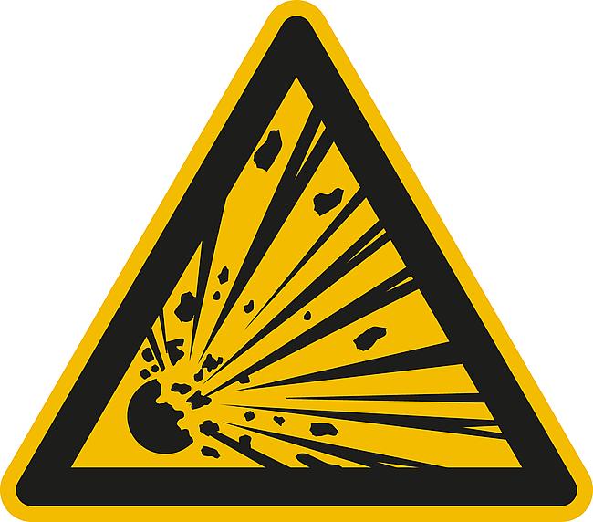 Warnung vor explosionsgef&#228;hrlichen Stoffen, AL, 200 mm