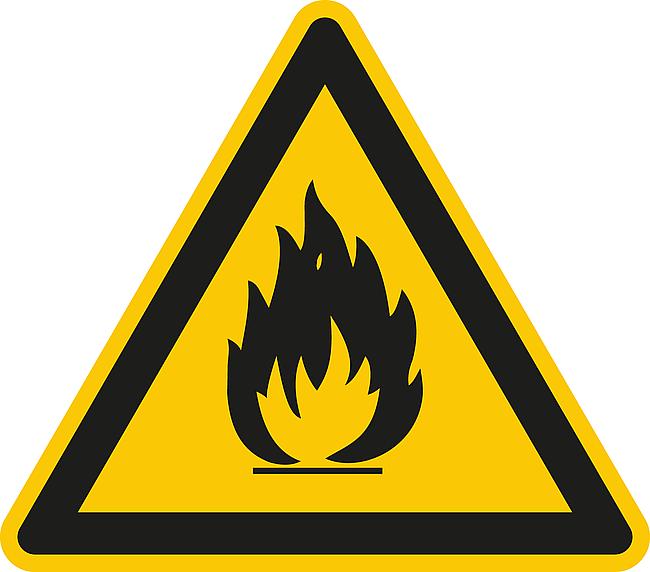 Warnung vor feuergef&#228;hrlichen Stoffen, AL, 200 mm