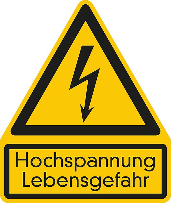 Warnung vor Hochspannung Lebensgefahr (mit Text), FO, 118 x 100 mm